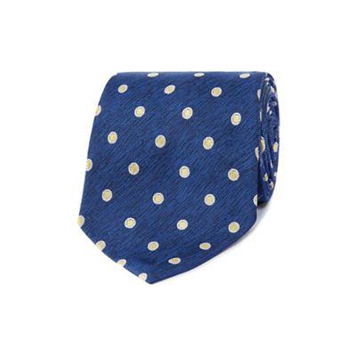Navy and blue polka dot patterned tie